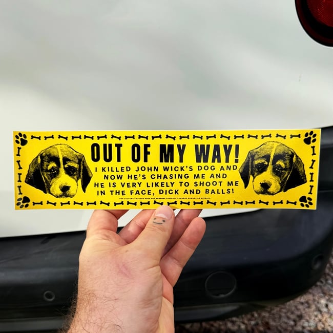 OUT OF MY WAY! BUMPER STICKER - Drew Millward