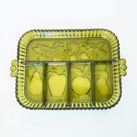 Image 2 of Plateau ancien en verre vert à compartiments – Indiana Glass Company (USA), 1960 ✨