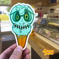 Image 1 of Skelemint Ice Cream Cone Vinyl Sticker