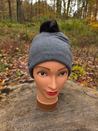 Image 2 of Cashmere Ponytail Hats in Grey