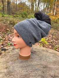 Image 3 of Cashmere Ponytail Hats in Grey
