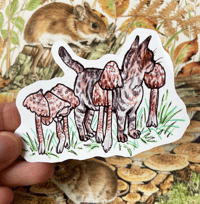 Kitten with Mushrooms sticker