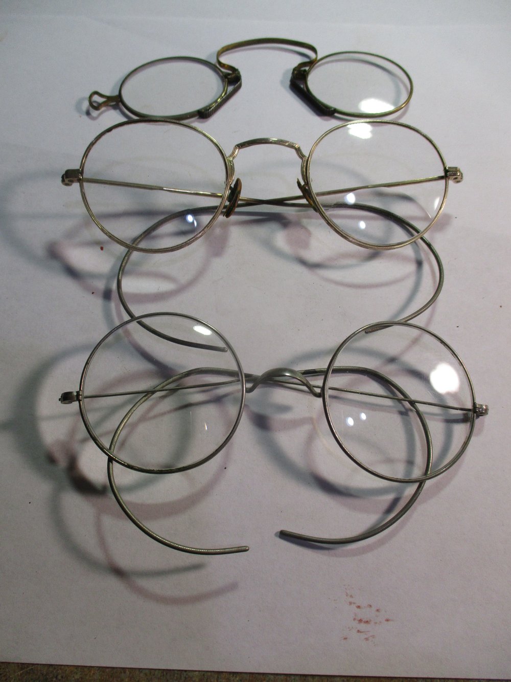 #202-CIVIL WAR SALE: NICE LOT OF THREE (3!) PAIRS OF ERA SPECTACLES, ALL EXCELLENT & UNDAMAGED