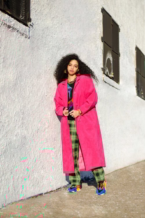 Image of Vintage Elaina Fuzzy Green Plaid Trousers W/Pockets