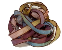 Image 1 of 1PC. DRAGONFLY 42" hand dyed wrist wrap bracelet silk ribbon//Yoga wrist wrap bracelet ribbon