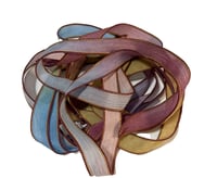 Image 4 of 1PC. DRAGONFLY 42" hand dyed wrist wrap bracelet silk ribbon//Yoga wrist wrap bracelet ribbon