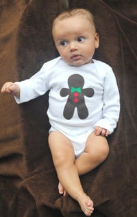 Image 2 of Gingerbread Boy Baby Holiday Top Baby Shower Gift Boys Bodysuit