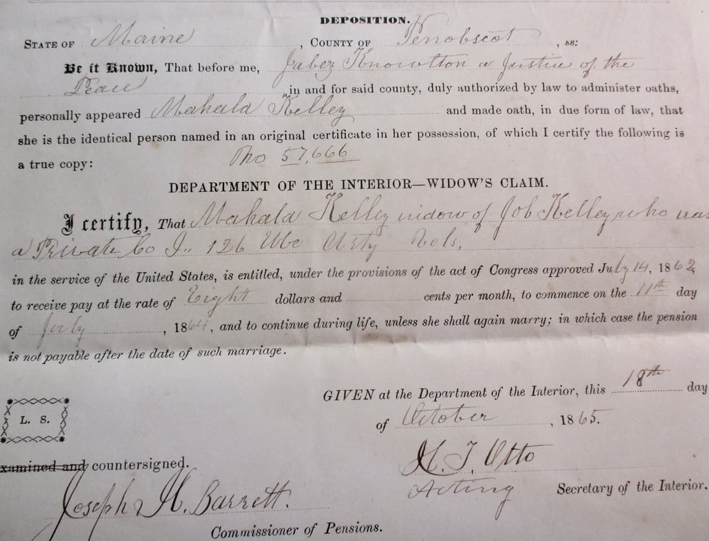 #194-CIVIL WAR SALE: CLAIM DOCUMENTS FOR WIDOWS & MOTHERS