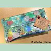 Image 1 of Pastel Green Vinyl Holographic Mulitcolor Round Confetti Mix Large Clutch