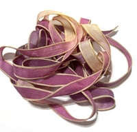 Image 4 of 1PC. SUGAR PLUM 42" hand dyed wrist wrap bracelet silk ribbon//Yoga wrist wrap bracelet ribbon