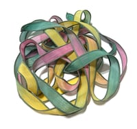 Image 1 of 1PC. WILDFLOWER 42" hand dyed wrist wrap bracelet silk ribbon//Yoga wrist wrap bracelet ribbon