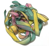 Image 2 of 1PC. WILDFLOWER 42" hand dyed wrist wrap bracelet silk ribbon//Yoga wrist wrap bracelet ribbon