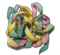 Image 3 of 1PC. WILDFLOWER 42" hand dyed wrist wrap bracelet silk ribbon//Yoga wrist wrap bracelet ribbon