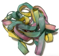Image 4 of 1PC. WILDFLOWER 42" hand dyed wrist wrap bracelet silk ribbon//Yoga wrist wrap bracelet ribbon