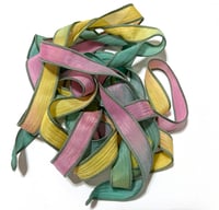 Image 5 of 1PC. WILDFLOWER 42" hand dyed wrist wrap bracelet silk ribbon//Yoga wrist wrap bracelet ribbon