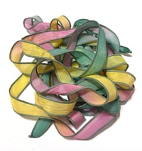 Image 6 of 1PC. WILDFLOWER 42" hand dyed wrist wrap bracelet silk ribbon//Yoga wrist wrap bracelet ribbon