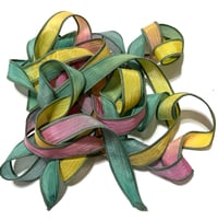Image 7 of 1PC. WILDFLOWER 42" hand dyed wrist wrap bracelet silk ribbon//Yoga wrist wrap bracelet ribbon