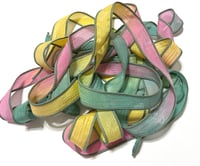 Image 8 of 1PC. WILDFLOWER 42" hand dyed wrist wrap bracelet silk ribbon//Yoga wrist wrap bracelet ribbon