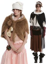 Image 1 of Reversible Two-Tone Wool Plush Shawl, soft, warm, two colors.