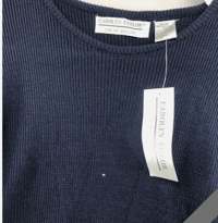 Image 2 of New Carolyn Taylor Long Sleeve Navy Blue Causal Knit Sweater Size Medium Women