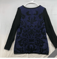 Image 2 of New Dana Buchman Black Purple Long Sleeve Casual Knit Sweater Small Women