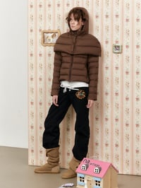 Image 5 of Two-Tone Two-Piece Shawl Down Jacket