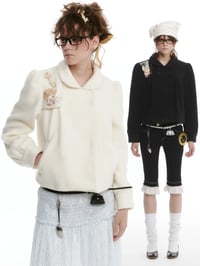 Image 1 of Two-Tone Sheer Layered Wool Short Jacket