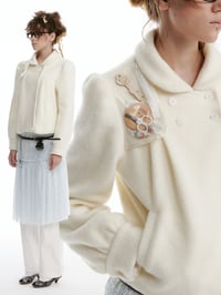 Image 4 of Two-Tone Sheer Layered Wool Short Jacket