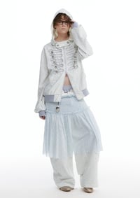 Image 13 of Two-tone layered ruched skirt