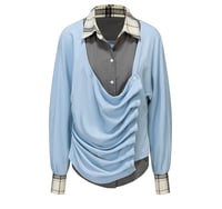 Image 6 of Faux Two-Piece Shirt Collar Cotton Sweatshirt