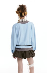 Image 10 of Faux Two-Piece Shirt Collar Cotton Sweatshirt