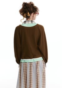 Image 15 of Faux Two-Piece Shirt Collar Cotton Sweatshirt