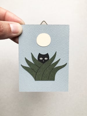 Image of Cat & Moon, mini paper cut