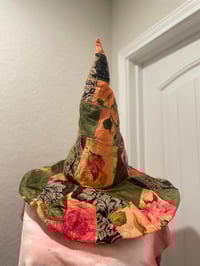 Image 5 of Hand Quilted Scrappy Witch Hat: Bendable Brim, Upcycled Halloween Costume