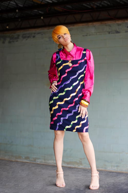 Image of Vintage Night Line Colorful Sequins/Beads Ripple Dress