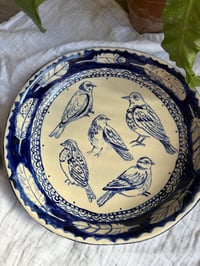 Image 2 of Handmade Blue and White Garden Bird Bowl- large