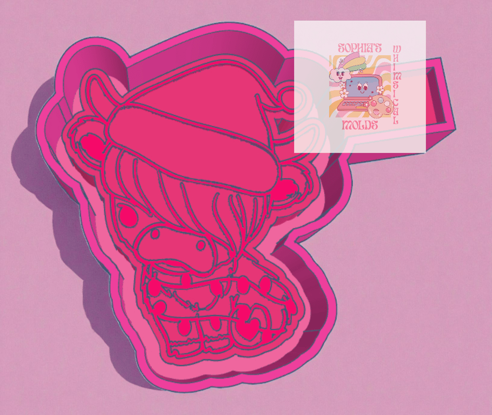 Image of Cute Christmas Cow Mold|Housing Mold Maker STL File for Freshies|Candle|Aroma Beads|Freshie Mold