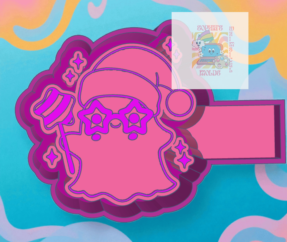 Image of Groovy Christmas Ghost Mold|Housing Mold Maker STL File for Freshies|Candle|Aroma Beads|Freshie Mold