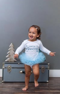 Image 2 of Snow Princess Tutu Bodysuit Leotard Girl’s Tulle Blue and White Winter Dress  Party Set