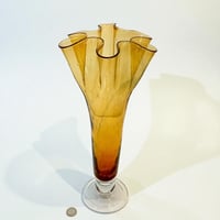 Image 2 of Grand vase de Murano vintage en verre soufflé et bullé jaune - 1960s 1970s