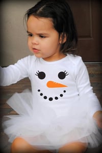 Image 1 of Snowman Tutu Bodysuit Leotard Girl’s Tulle Snow Girl White Winter Dress  Party Set