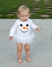 Image 2 of Snowman Tutu Bodysuit Leotard Girl’s Tulle Snow Girl White Winter Dress  Party Set
