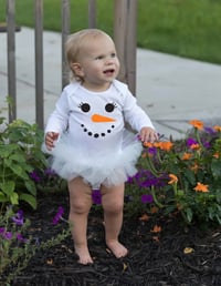 Image 3 of Snowman Tutu Bodysuit Leotard Girl’s Tulle Snow Girl White Winter Dress  Party Set