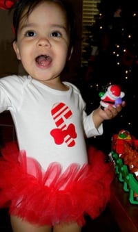 Image 2 of Candy Cane Cutie Tutu Bodysuit Leotard Girl’s Tulle Red and White Dress  Party Set