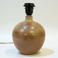 Image 5 of Grande lampe céramique grès marron pyrité vintage 1960s - 1970s - Abat-jour en ruban