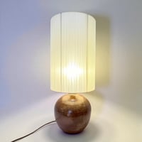 Image 3 of Grande lampe céramique grès marron pyrité vintage 1960s - 1970s - Abat-jour en ruban