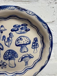 Image 2 of Handmade Blue and White Wild Mushroom plate