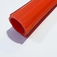 Image 4 of Vase soliflore vintage des années 70s en verre double transparent et orange