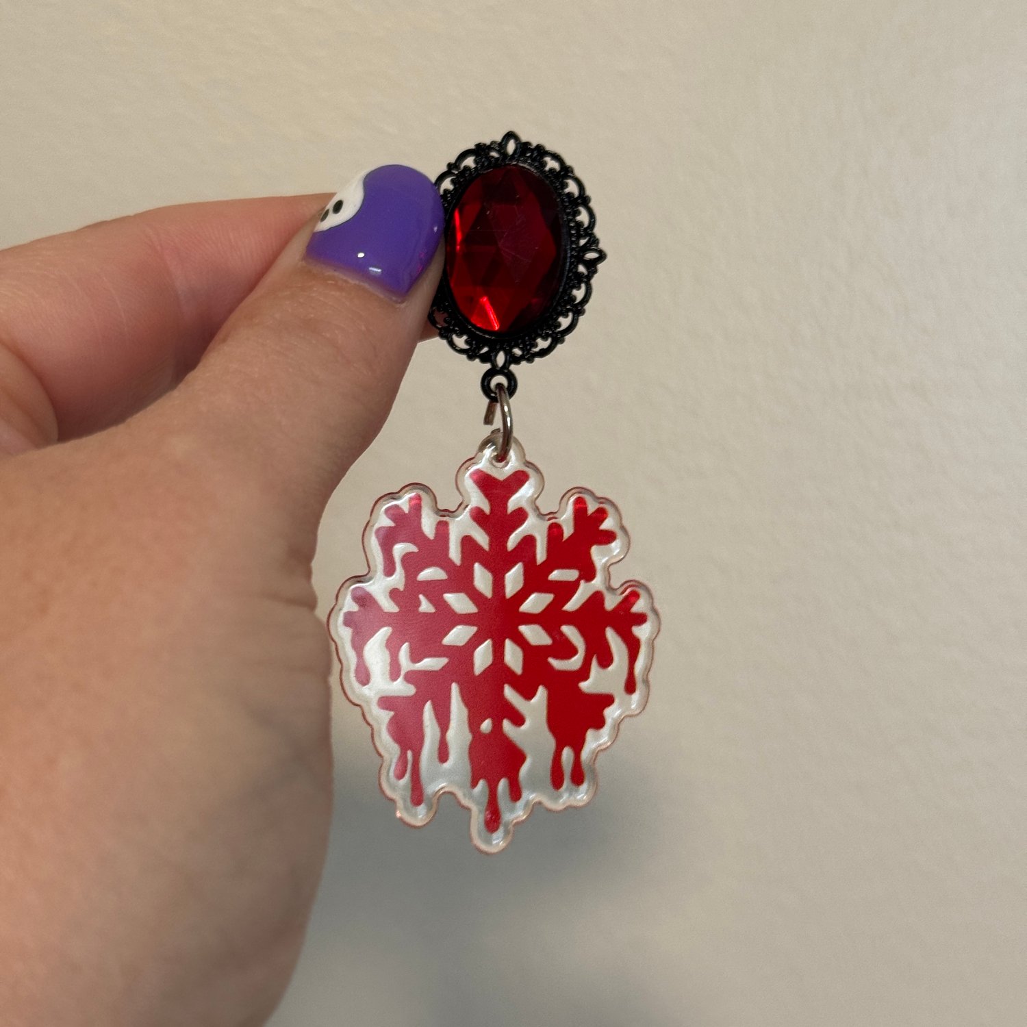 Image of Red Gem Bloody Snowflake Dangles (sizes 2g-5/8)