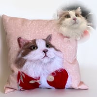 Image 2 of Custom Wool Felt Pillow with Real Fur, Full Size [ 12in x 12in ]